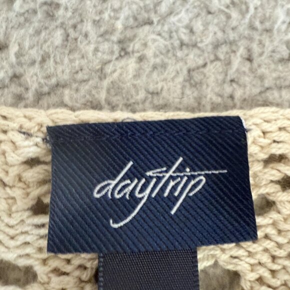 Daytrip Cardigan Sweater Open Knit Crochet Belted Boho Layering - Picture 3 of 7